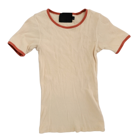 No. 6 Tops - No. 6 Lola Ribbed Tee 70s Inspire Size 1 Tan Orange Short Sleeve Trim Garmentory